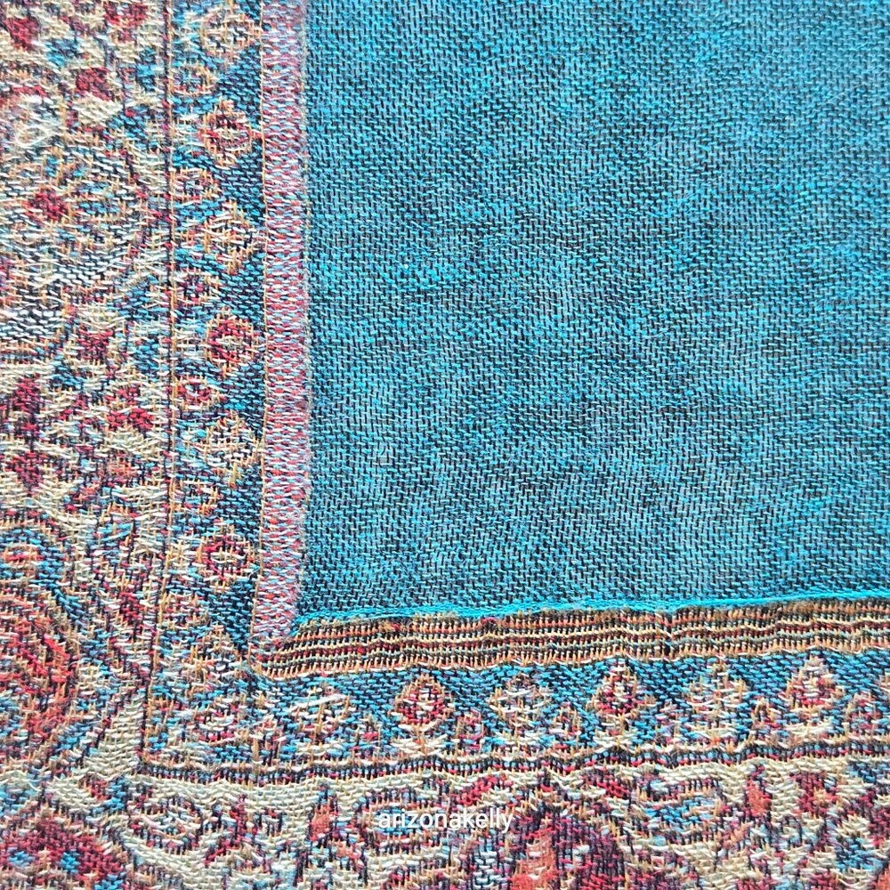 NWOT Wool Scarf Woven Teal Blue - Picture 8 of 11